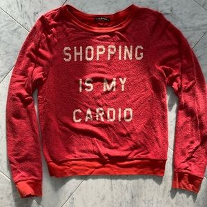 WILDFOX size S Shopping Is My Cardio soft sweatshirt red